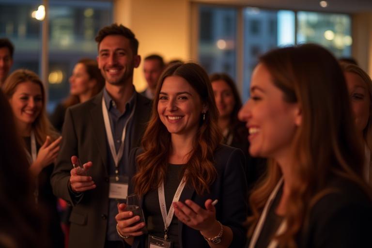 Smiling group at a corporate event in London